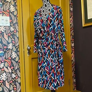 Anne Klein Confetti Faux Wrap Dress Size 10